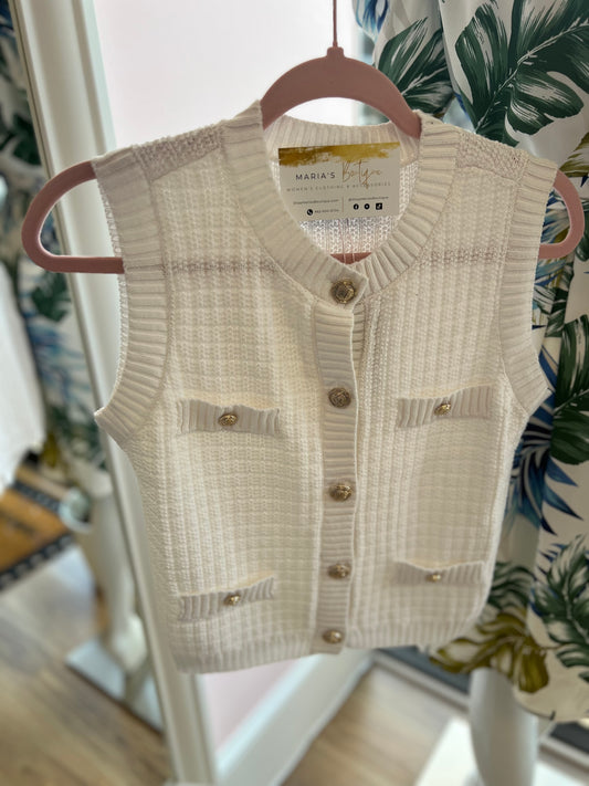 White Gold Button Vest