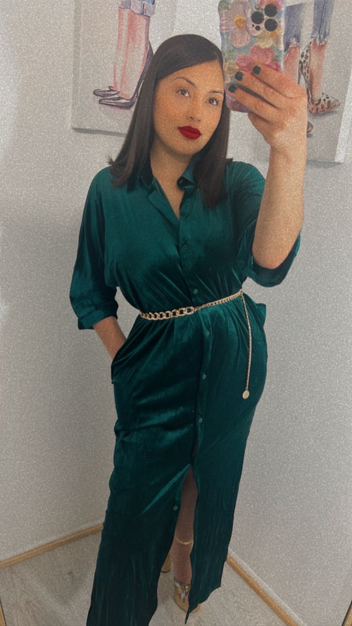 Hunter Green Velvet Dress