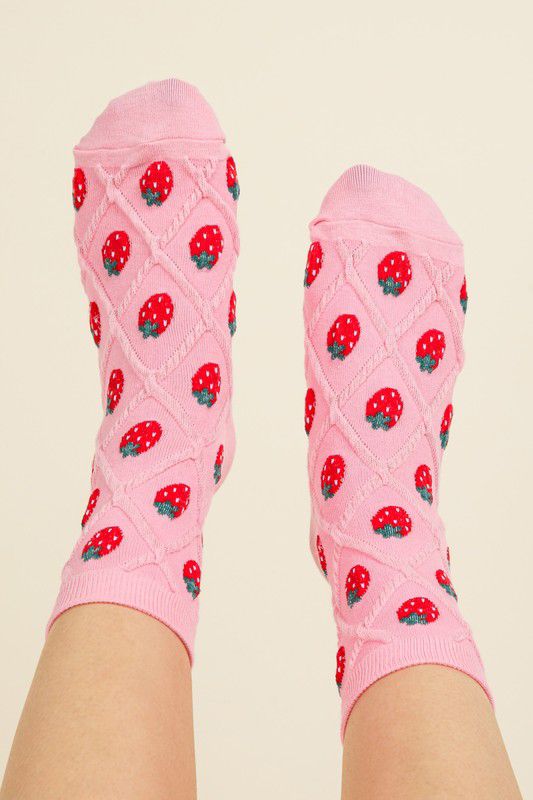 Strawberry Socks Pack of 2 - Blush & Beige 🍓