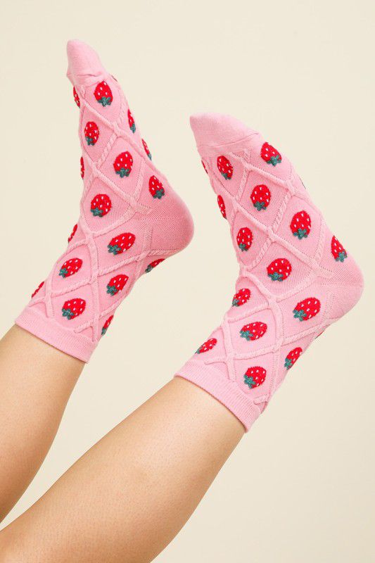 Strawberry Socks Pack of 2 - Blush & Beige 🍓