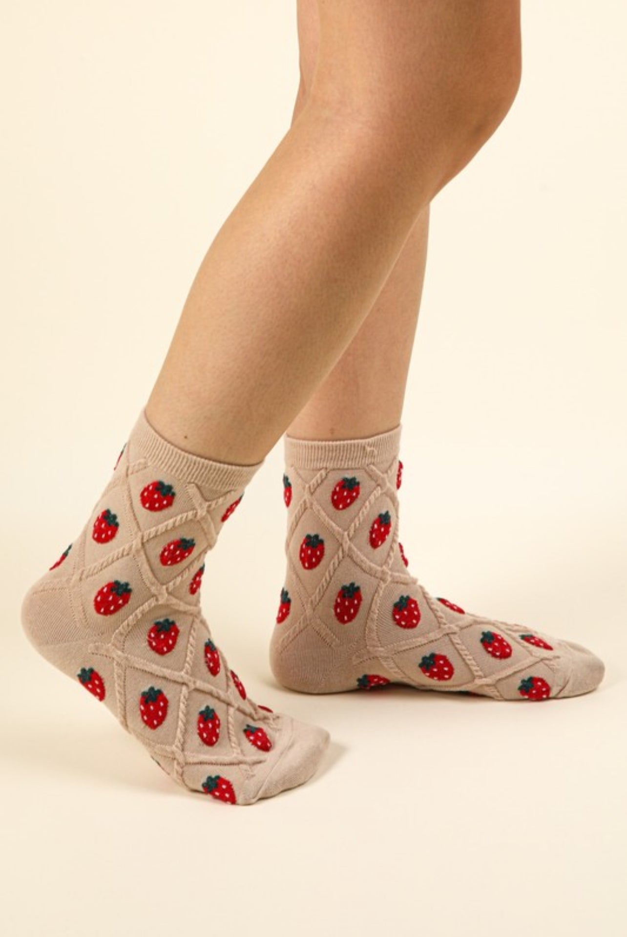 Strawberry Socks Pack of 2 - Blush & Beige 🍓