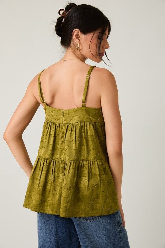 Sleeveless-Jacquard Woven Top